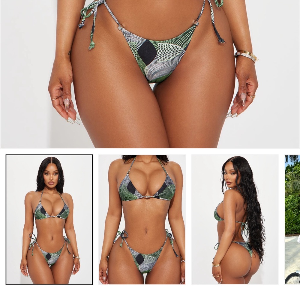 Green And Black Patterned Bikini Set - image 2